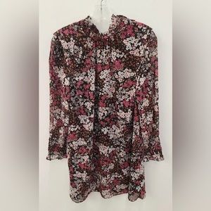 Ann Taylor A-Line Prairie Cottagecore Dress SZ 0 High Neck Smocked Sheer NEW NWT